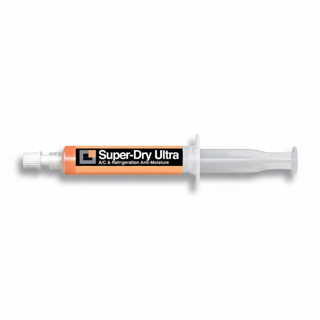 Jeringa de deshidratante preventivo de humedad Super-Dry Ultra marca ERO para mantenimiento de aire acondicionado.