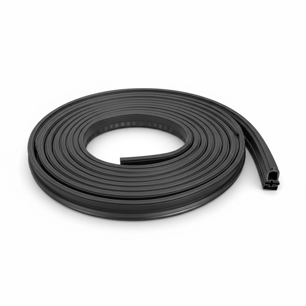 Rollo de empaque flexible color negro de 12 metros para sellado hermético de puertas de refrigerador marca ERO Internacional.