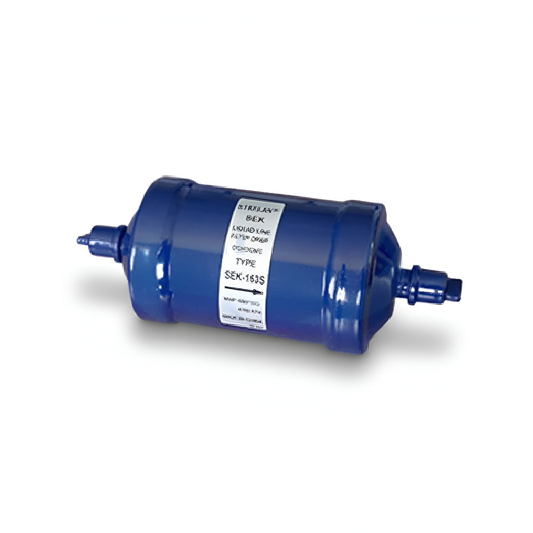 Filtro deshidratador de línea de líquido con conexión soldable de 3/8 de pulgada marca ERO modelo SEK-163S.