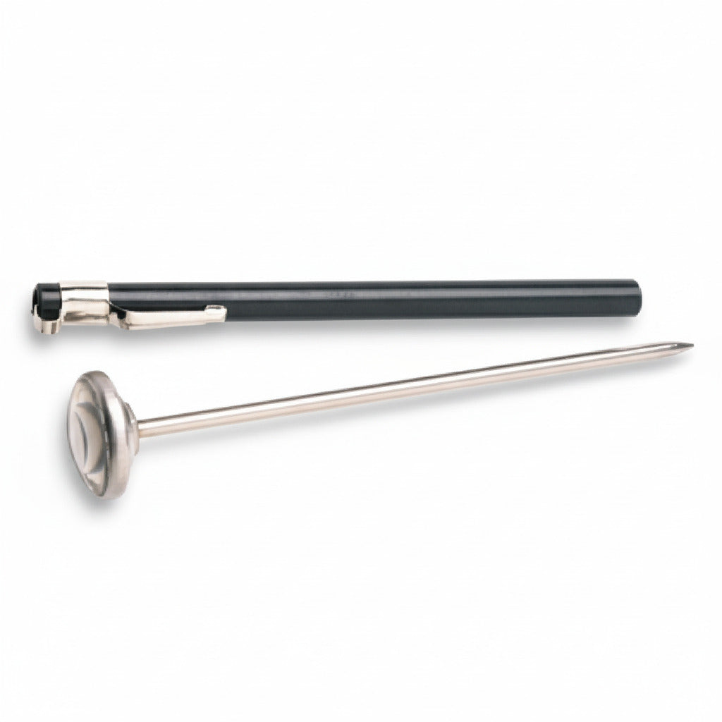 Termómetro de bolsillo analógico UEi T220/3 con esfera de 1 pulgada y funda protectora con clip.