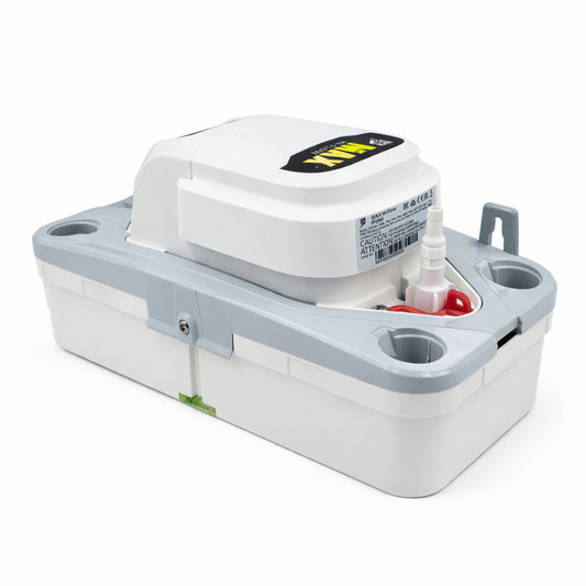 Bomba automática de condensado con tanque marca Aspen Pumps de 220V para sistemas de aire acondicionado y refrigeración.