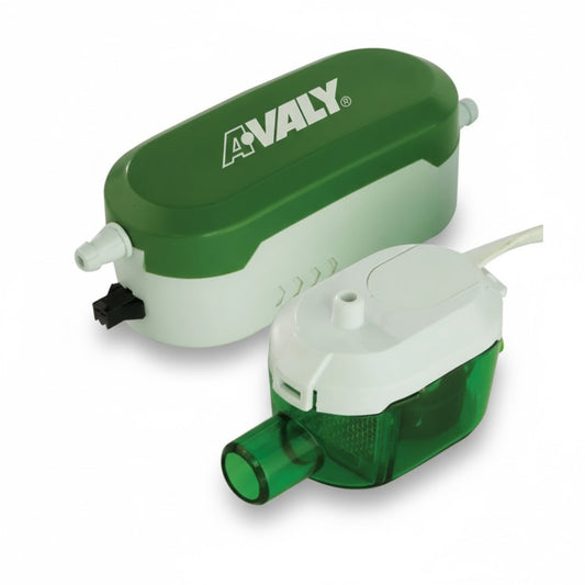 Bomba de condensado automática con funcionamiento dual 110V y 220V para sistemas de aire acondicionado marca AVA.