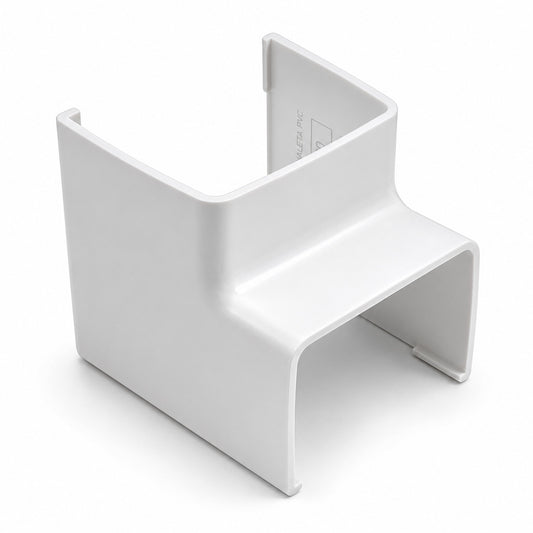 Codo Interior Blanco NORCUL ODIC.110 para canaleta OD.110 de 4 3/8 pulgadas en instalaciones de aire acondicionado minisplit y HVAC