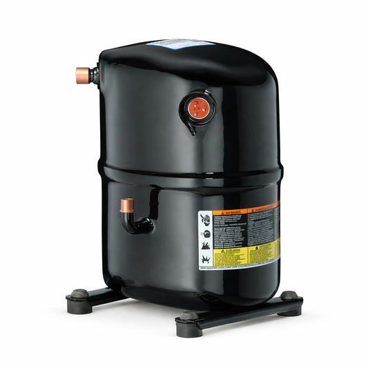 Compresor reciprocante hermético marca Copeland modelo CR18K6-TF5 de 1.5 HP para sistemas de aire acondicionado trifásicos comerciales.