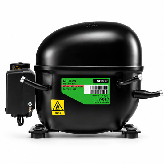 Compresor SECOP NLE11MN 105H5980 3/4 HP R290 115/127V para refrigeración comercial HVACR