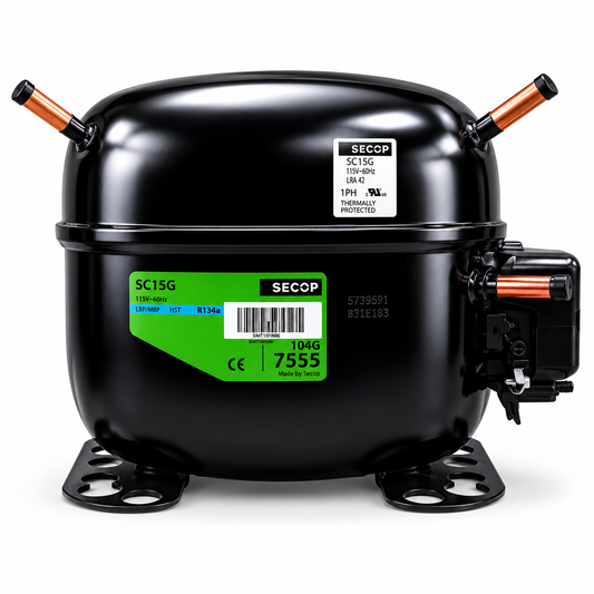 Compresor SECOP SC15G 104G7550 1/2 HP pesado R134a 115V para refrigeración comercial HVACR
