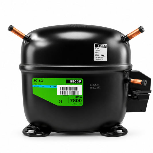 Compresor SECOP SC18G 104G7800 3/4 HP R134a 115V para refrigeración comercial HVACR