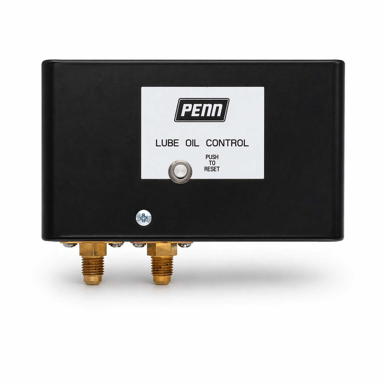 Control de presión diferencial de aceite Johnson Controls modelo P145NC-812C con reset manual y conexiones flare macho de 1/4 pulgada.