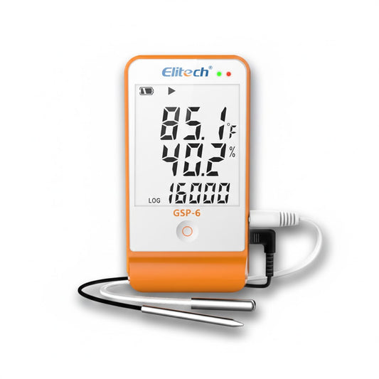 Data Logger digital de temperatura y humedad Elitech GSP-6 con sensores externos