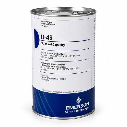 Piedra desecante Emerson D-48 RC4864 para filtro deshidratador recargable utilizada en líneas de líquido y succión de sistemas HVACR.