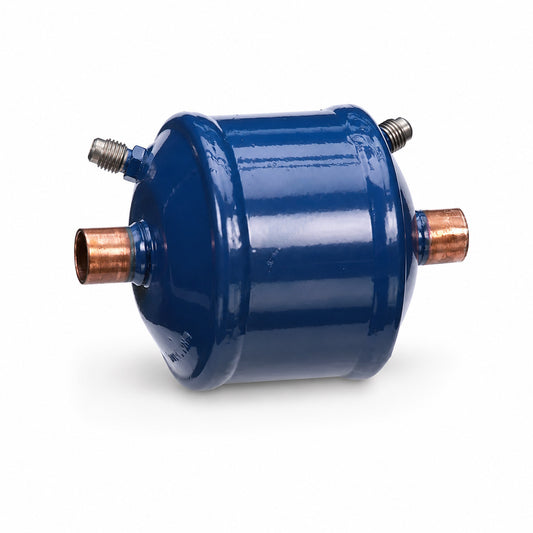 Filtro Deshidratador Emerson SFD-27S9VV para línea de succión con conexión 1 1/8 pulgada Soldable ODF y doble válvula de acceso para sistemas HVACR de alta capacidad.