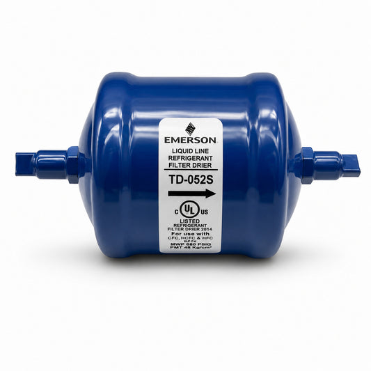Filtro deshidratador Emerson TD-052S con conexión 1/4 pulgada soldable ODS para línea de líquido en sistemas de refrigeración y aire acondicionado.