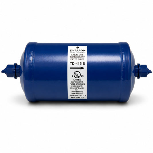 Filtro deshidratador Emerson TD-415S con conexión 5/8 pulgada Soldable ODS para línea de líquido en sistemas de refrigeración y aire acondicionado.
