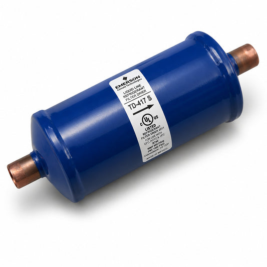 Filtro deshidratador Emerson TD-417S con conexión 7/8 pulgada Soldable ODS para línea de líquido en sistemas de refrigeración y aire acondicionado.