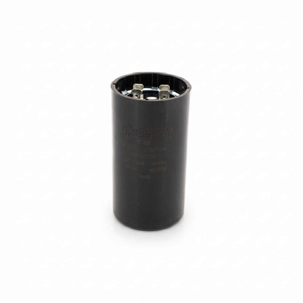Capacitor de arranque industrial negro de máxima potencia 430-516 MF y 110V de ERO Internacional.