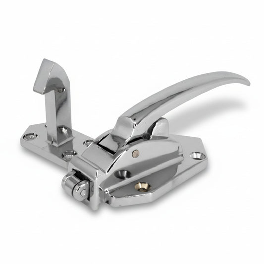 Cerrojo de presión cromado de alta resistencia para puertas de cámaras de refrigeración marca ERO Internacional.