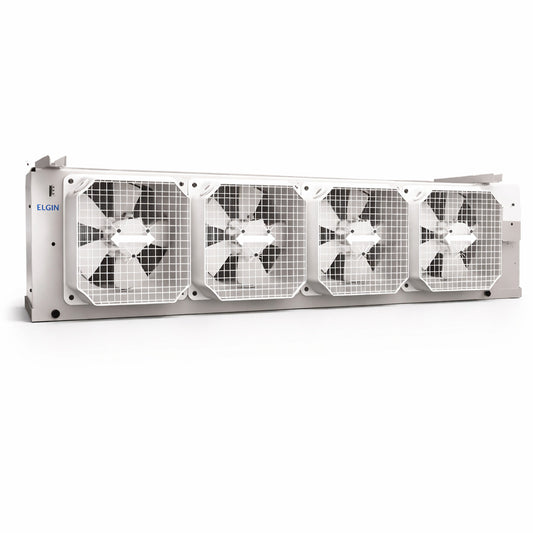 Evaporador de bajo perfil Elgin con 4 ventiladores modelo FBA4160G4P200 para refrigeración comercial pesada en 230V.