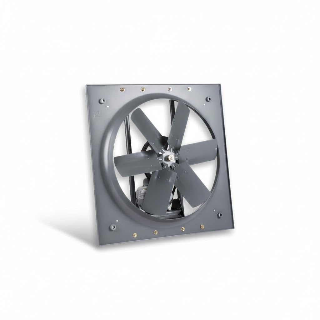 Extractor axial industrial Soler & Palau modelo HIB-1000 de alta potencia, color gris, diseñado para la extracción de aire en grandes superficies y almacenes.