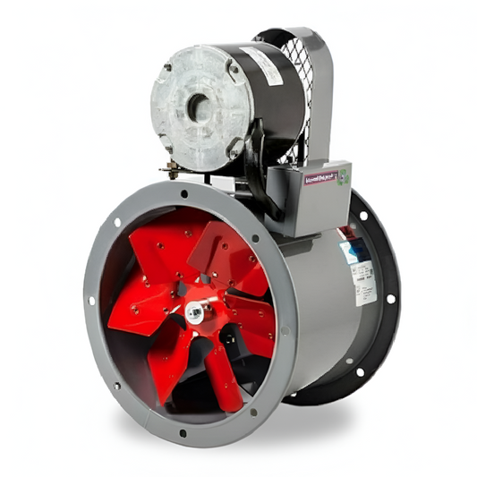 Extractor tubular Soler & Palau modelo TTB500 con motor de 3/4 HP y 1500 RPM, hélice roja de alta eficiencia para sistemas de extracción de humos y calor.