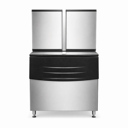 Máquina de hielo vertical GS Group modelo SK-2000P de alta capacidad (900 kg / 2000 lbs diarios) con sistema trifásico 220V para uso industrial.