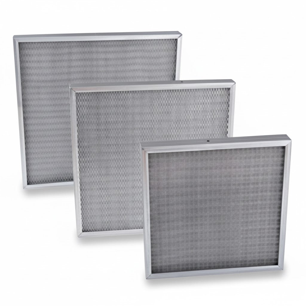 Filtro metálico lavable Soler & Palau modelo FMA24241 de 24x24x1 pulgadas con marco de aluminio para aire acondicionado industrial.