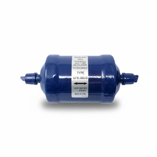 Filtro deshidratador de succión con conexión soldable de 3/8 de pulgada marca ERO modelo ERO-SFK083S.