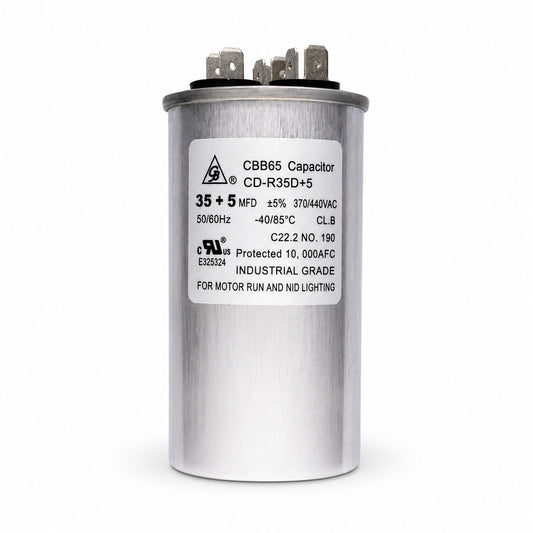 Capacitor de trabajo Grupo Barreto CD4-R-30 dual de 30+5 MFD 440V para aire acondicionado y sistemas HVAC.