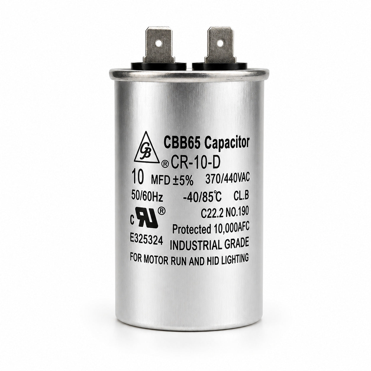Capacitor de trabajo Grupo Barreto CR-10-D de 10 MFD 370/440V para aire acondicionado y motores eléctricos.