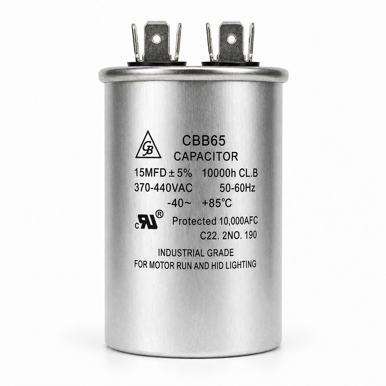 Capacitor de trabajo Grupo Barreto CR-15-D de 15 MFD 370/440V para aire acondicionado y motores eléctricos.