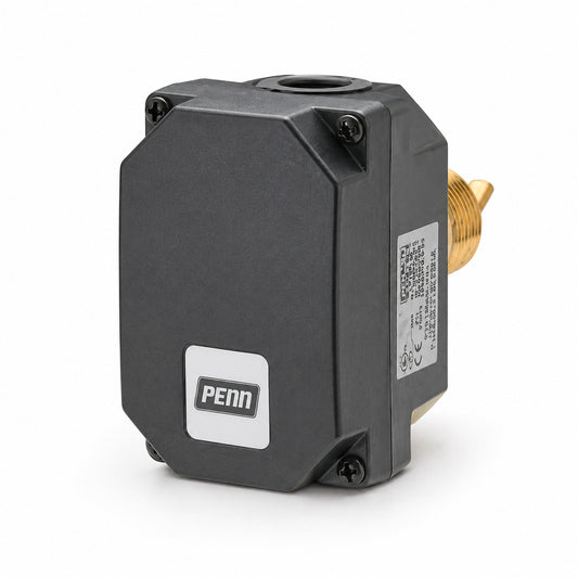 Interruptor de flujo Johnson Controls F261KAHV01C SPDT 24 a 240V con conexión de 1 pulgada para sistemas HVAC y agua.