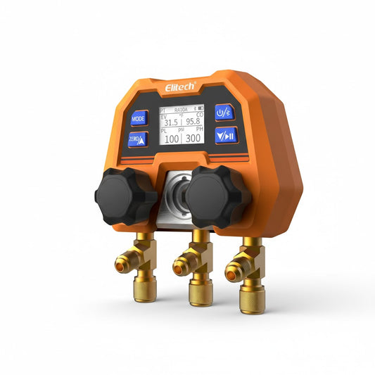 Manifold digital de 4 vías Elitech DMG-4B con pantalla a color y bluetooth profesional