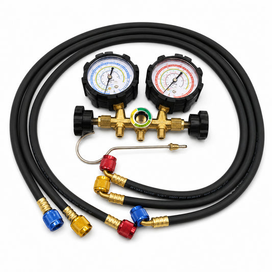 Juego de manifold HCT-R32 con mirilla para refrigeracion HVAC