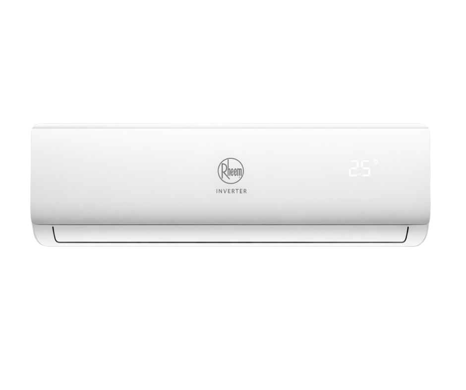 Unidad interior blanca de Mini Split Rheem modelo RTAI12H1 con tecnología Inverter y función frío/calor a 110V.