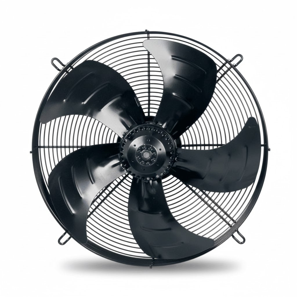 Motor axial industrial de 630mm con base de montaje reforzada para 220V marca ERO de alto rendimiento.