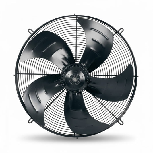 Motor axial industrial de 550mm de diámetro y 1550 RPM marca ERO para sistemas de ventilación y refrigeración.