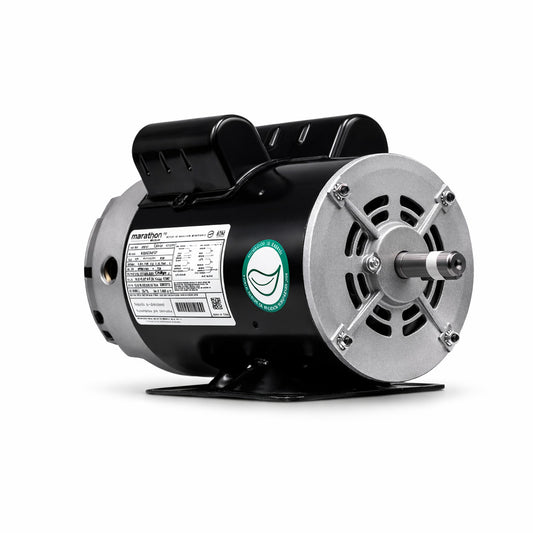 Motor eléctrico industrial Marathon modelo JR010 de 1 HP, 1725 RPM y voltaje dual 115/220V con eje de 5/8 de pulgada.