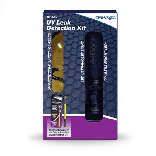 Kit de detección de fugas UV Nu-Calgon 4050-15 con linterna LED y gafas para refrigeración