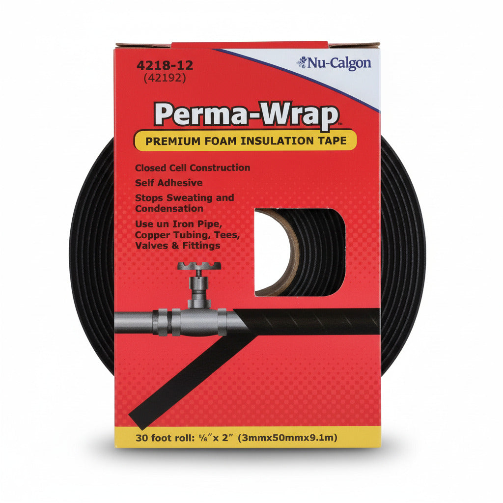 Cinta de espuma aislante Nu-Calgon 4218-12 Perma-Wrap de 30 ft x 2 pulgadas para control de condensación