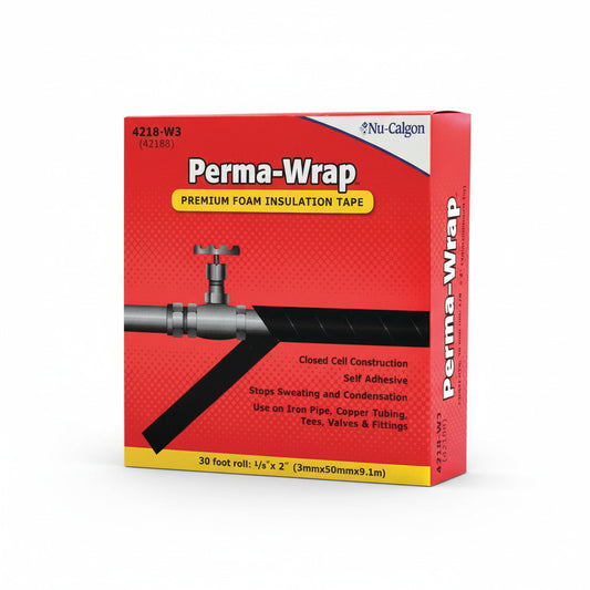 Cinta de espuma aislante Nu-Calgon 4218-W3 Perma-Wrap de 30 ft x 2 pulgadas para tuberías de refrigeración