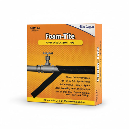 Cinta aislante de espuma Nu-Calgon 4219-12 Foam-Tite de 30 ft x 2 pulgadas para tuberías de refrigeración