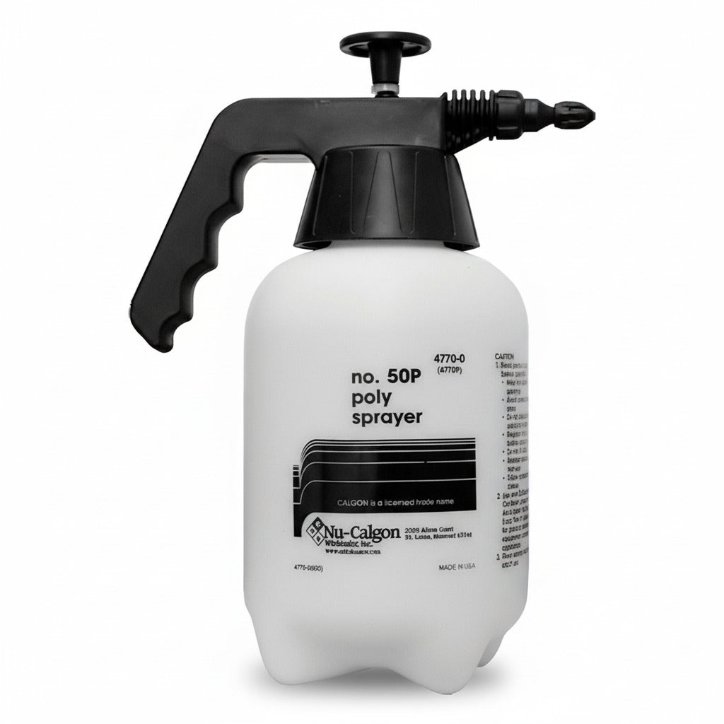 Bomba aspersora manual de presión Nu-Calgon 4770-0 de 1/2 galón para químicos de limpieza de aire acondicionado