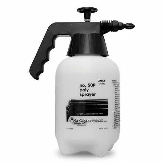 Bomba aspersora manual de presión Nu-Calgon 4770-0 de 1/2 galón para químicos de limpieza de aire acondicionado