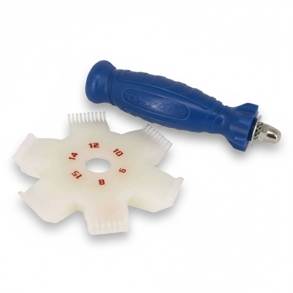 Herramienta de peine aletado plástico de 6 dimensiones para enderezar aletas de serpentín marca ERO.