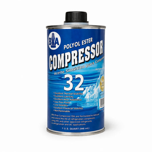 Aceite polioléster POE32-L ISO VG 32 en presentación 1 litro para compresores de refrigeración.