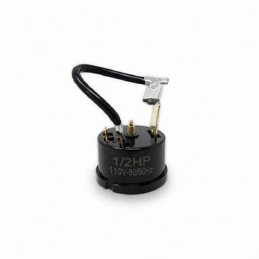 Protector térmico bimetálico de 1/2 H.P. y 110V marca ERO para seguridad eléctrica de compresores en refrigeración.