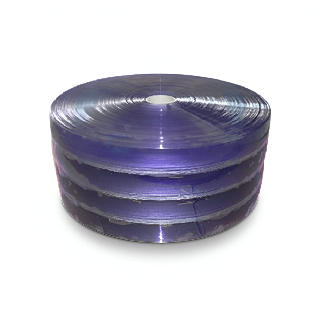 Rollo de PVC azul con costuras para cortina hawaiana de 90 metros marca ERO para control térmico industrial.