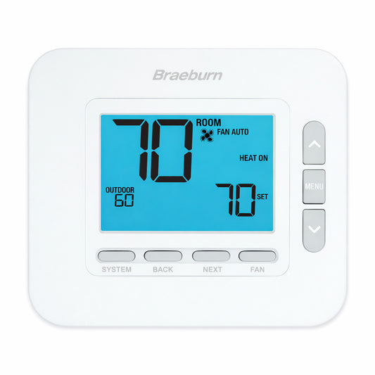 Termostato digital no programable Braeburn modelo 1232 con función de cambio automático para sistemas multietapa 3H/2C.