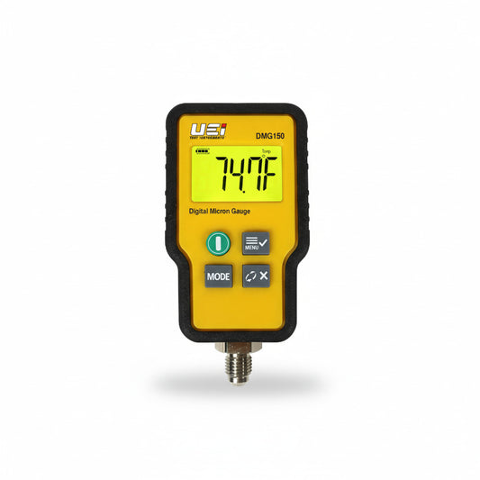 Vacuómetro digital UEi DMG150 para medición de vacío profundo en sistemas de aire acondicionado y refrigeración.