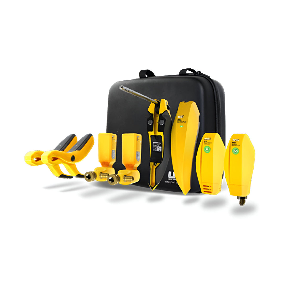 Kit completo de sondas inteligentes inalámbricas UEi HUB8 con estuche de transporte para técnicos de refrigeración.