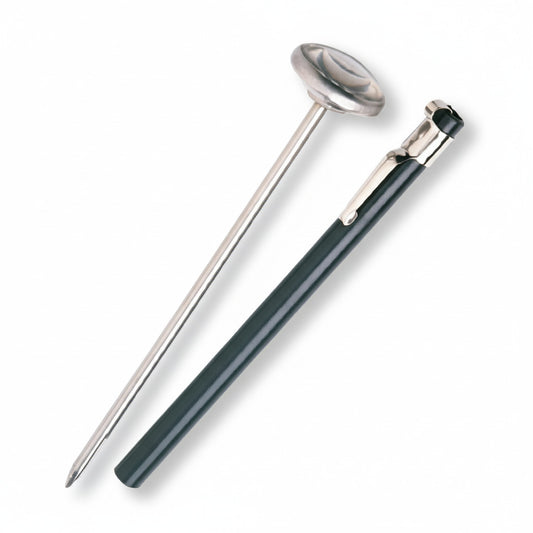 Termómetro analógico de bolsillo UEi TC70 con esfera grande de 1 3/4 pulgadas y funda protectora de clip.